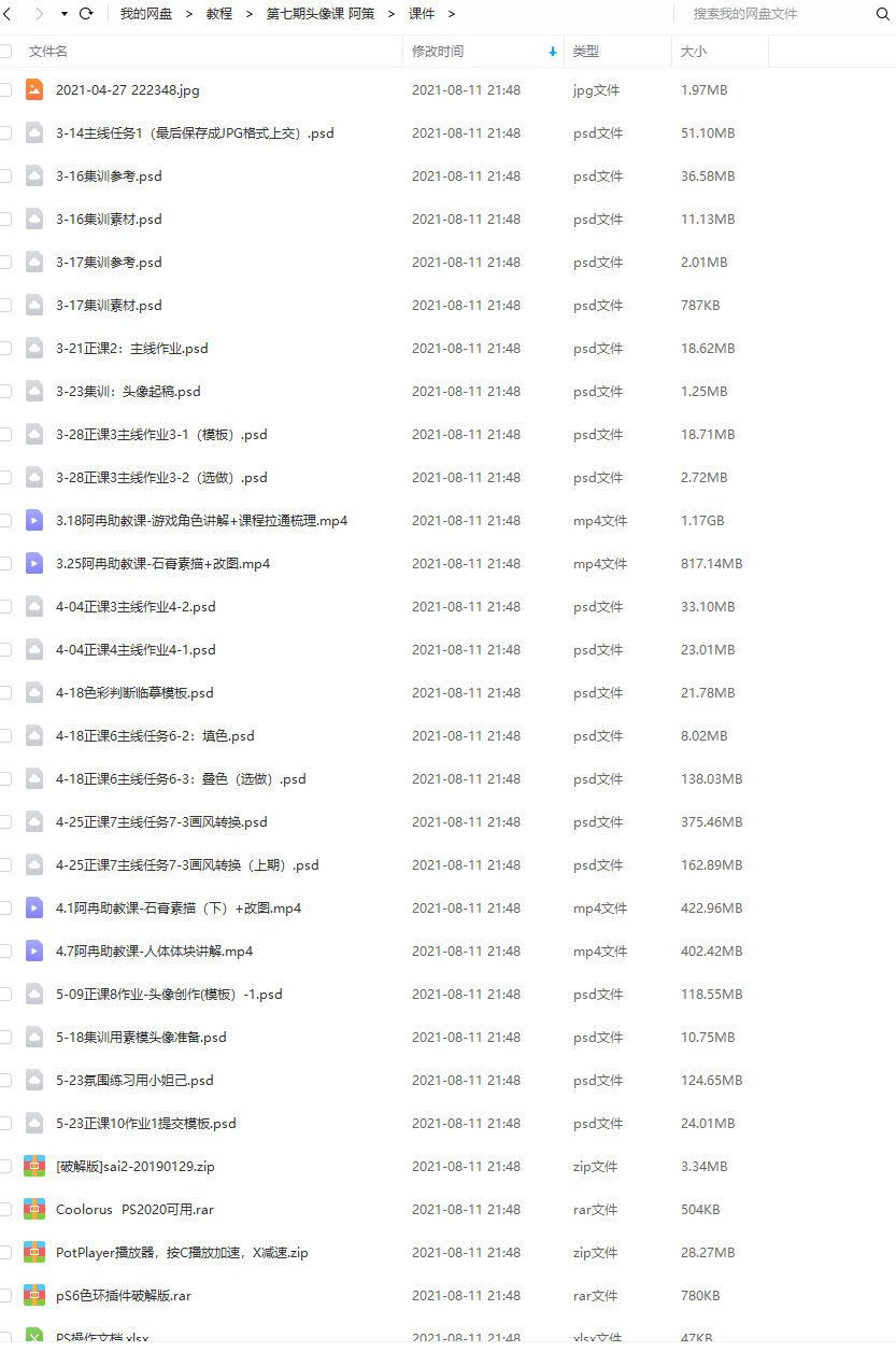 阿策第7期通用头像课2021年【画质高清有笔刷课件】