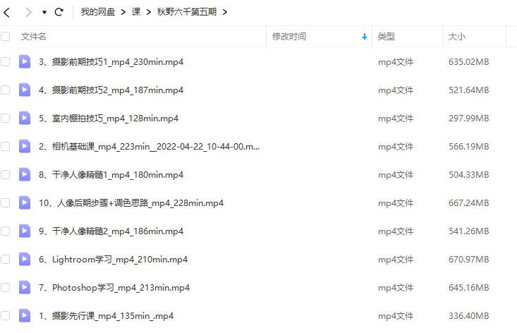 秋野六千人像摄影系统课第5期