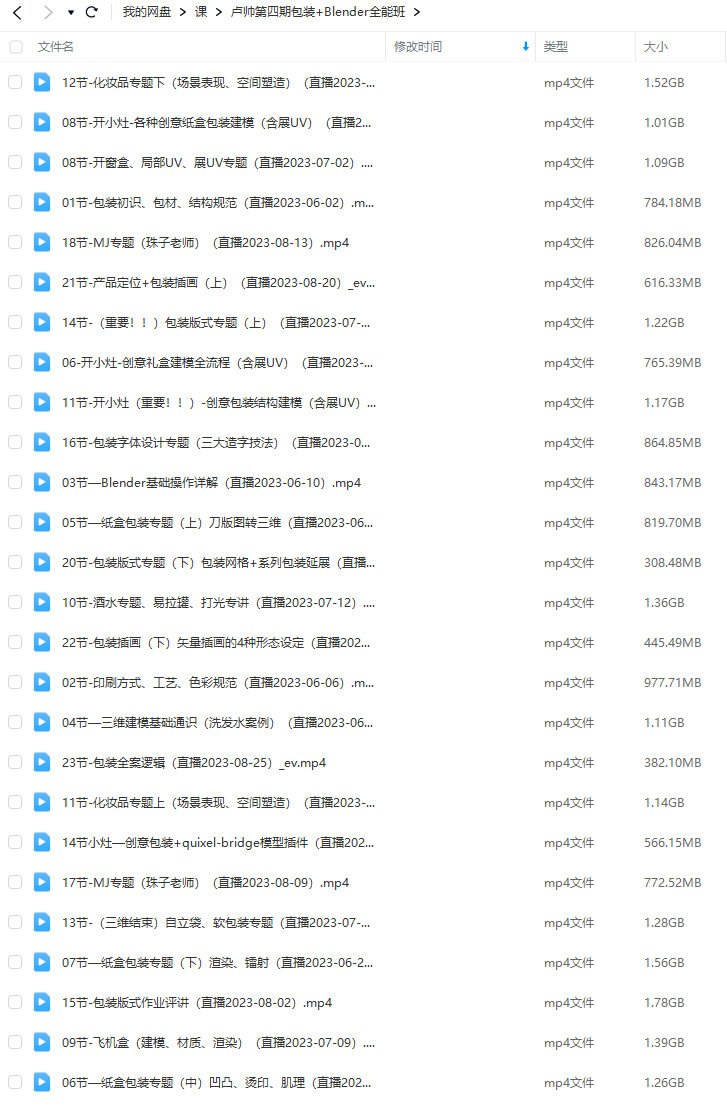 卢帅2023第四期包装设计课程+Blender全能班