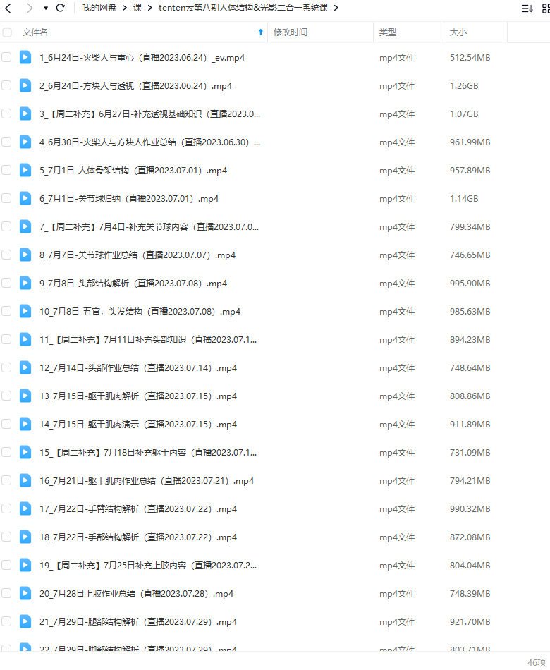 tenten云画画 人体基础课(结构&光影二合一系统课第八期2023)