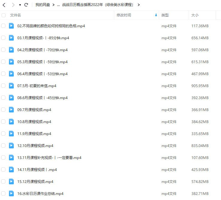 战战日历插画水彩课+黑白钢笔画课