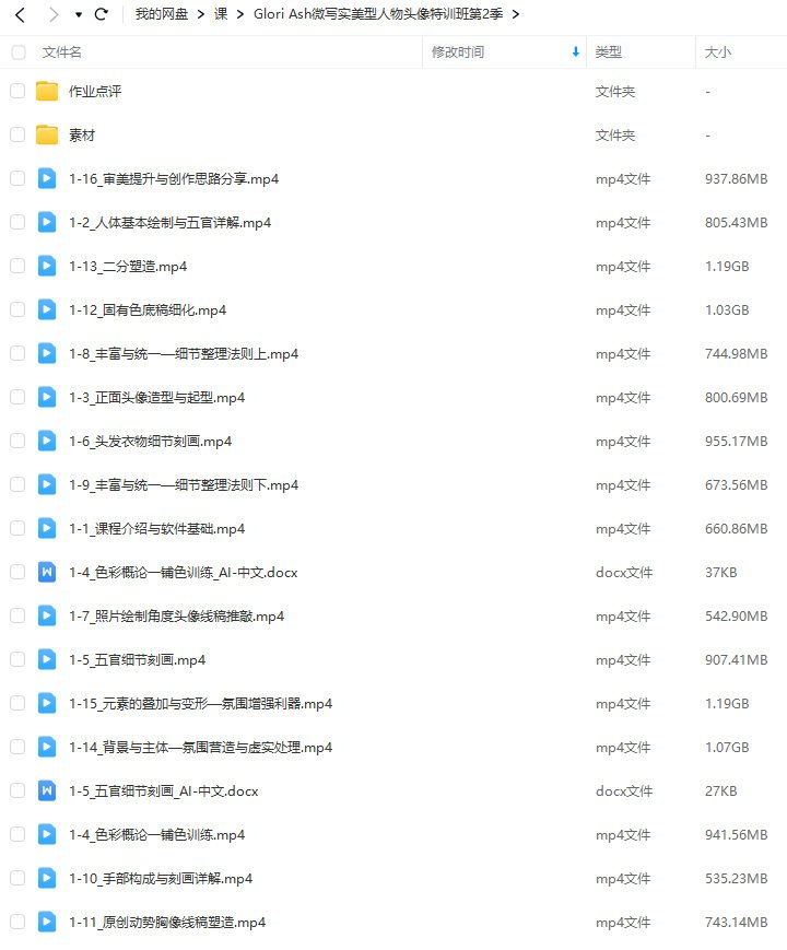 Glori Ash微写实美型人物头像特训班第2季
